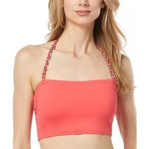 MICHAEL MICHAEL KORS Women's Chain-Trim Halter Longline Bikini Top L
